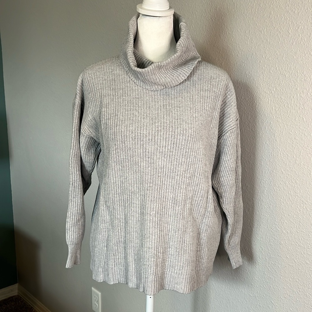 Tularosa Ribbed Turtleneck Sweater Gray Size Medium
